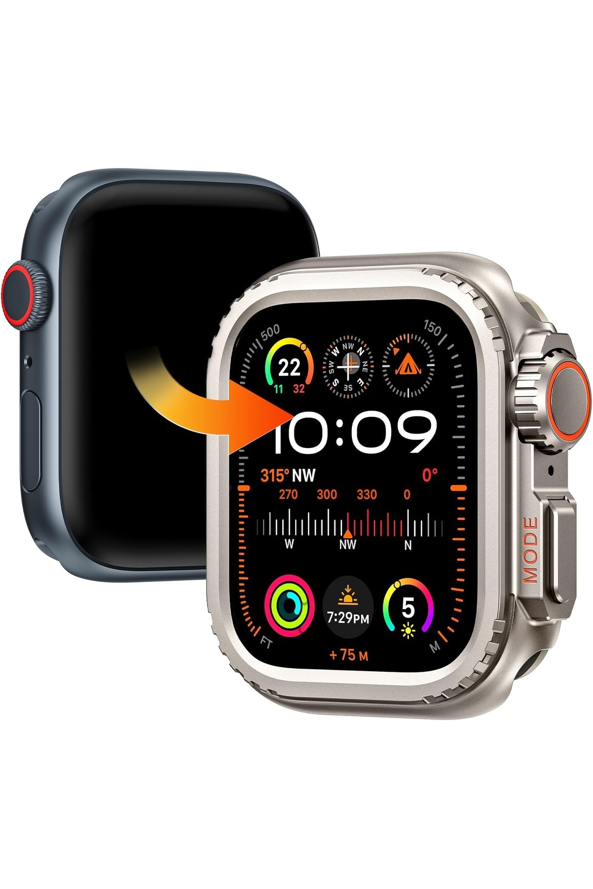 Alstrap Watch 7 8 9 45mm Uyumlu 49mm Ultra Dönüştürücü Metal Kasa