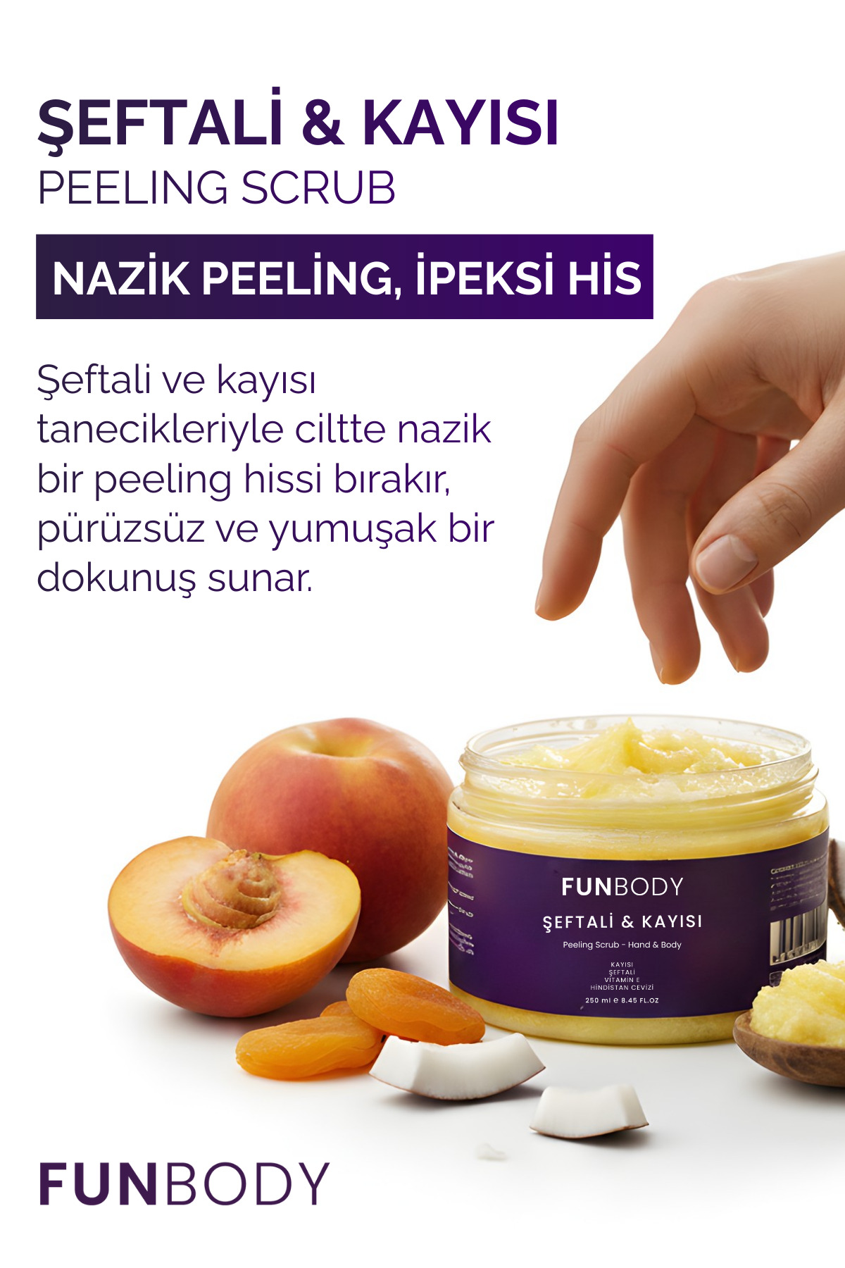 ŞEFTALİ & KAYISI PEELİNG SCRUB 250 ML 1 ADET — FUNKYS — تصویر 3 از 7