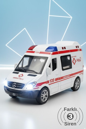 viyol marketim Işıklı Sesli Ambulans Oyuncak – Açılır Kapılı Acil Servis Aracı