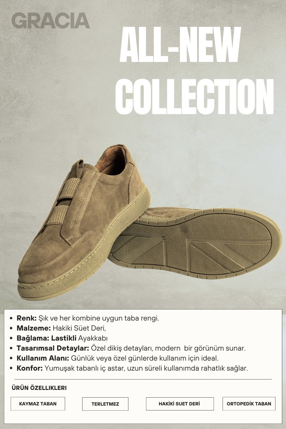 ALTA GRACIA  Erkek Klasik Hakiki Deri Ayakkabı Rahat Tabanlı Günlük Ofis Sneaker Ortopedik Kaymaz Okul Casual - Görsel 6