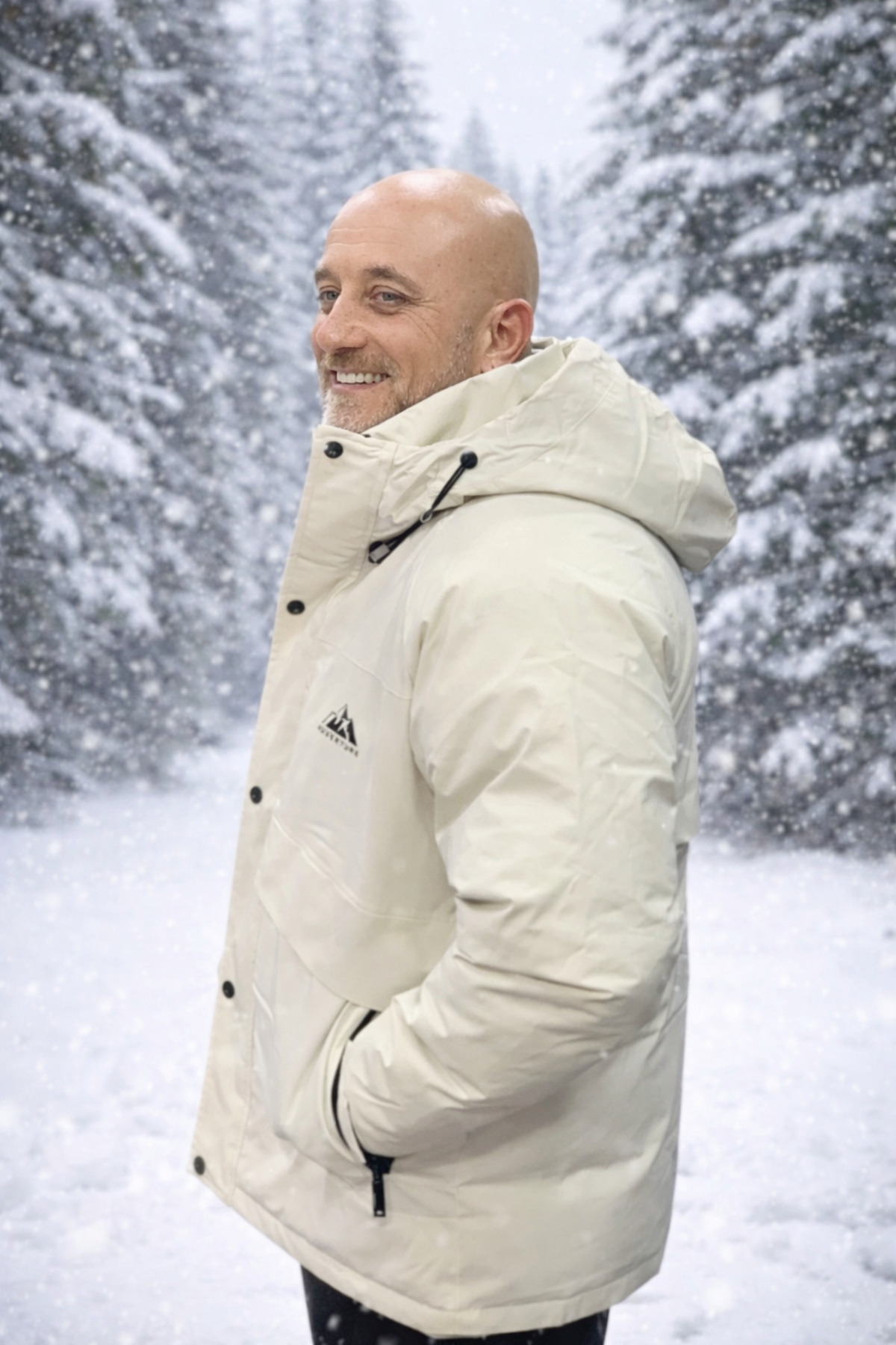 OUTDOOR STYLE PREMIUM TAŞ RENGİ YAĞMUR VE RÜZGAR GEÇİRMEYEN KABAN — سفید M3363 — تصویر 3 از 5