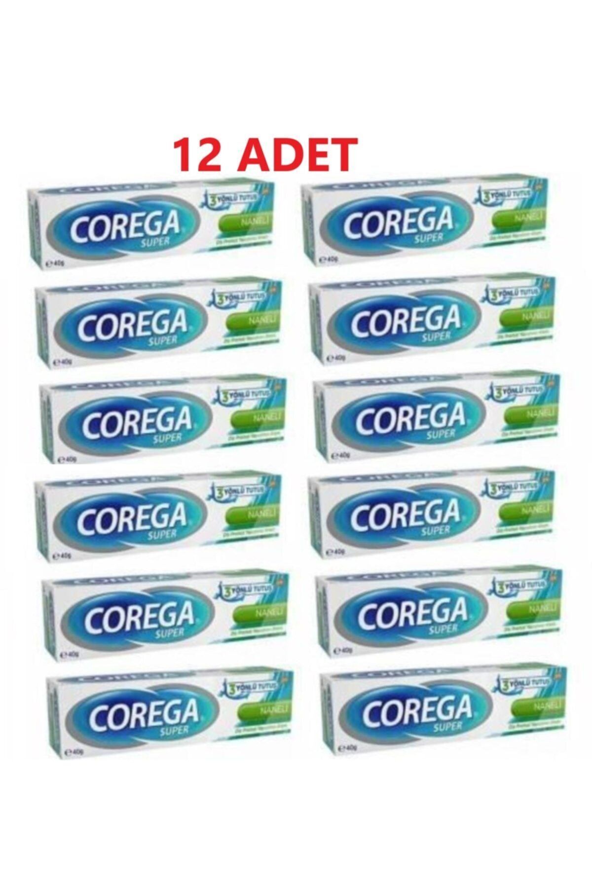 Corega Süper Diş Protezi Yapıştırıcı Naneli Krem 40 gr 12 Adet - Fiyatı, Yorumları