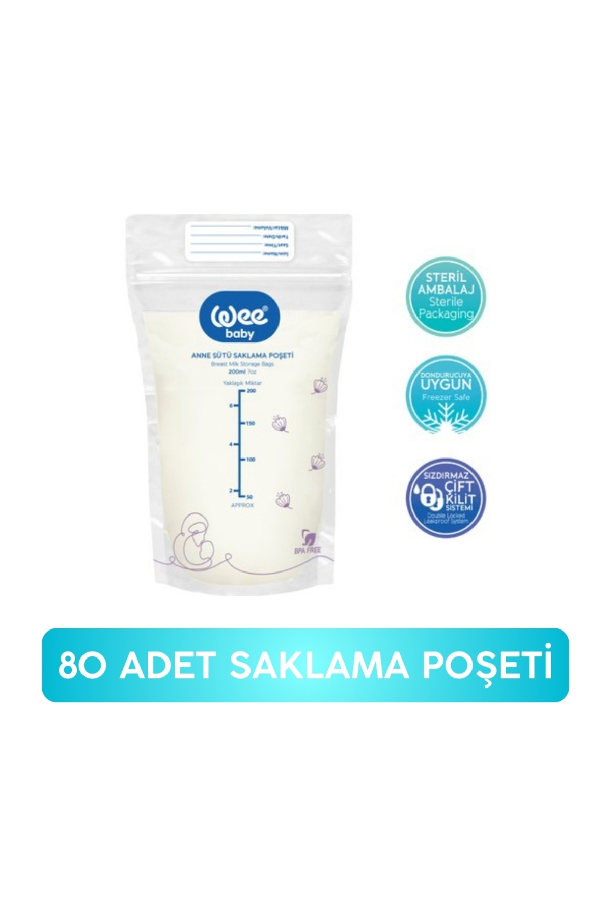 Wee Baby Wee Süt Saklama Poşeti 20 Adet 4 Kutu fotoğrafı 2 (önizleme)