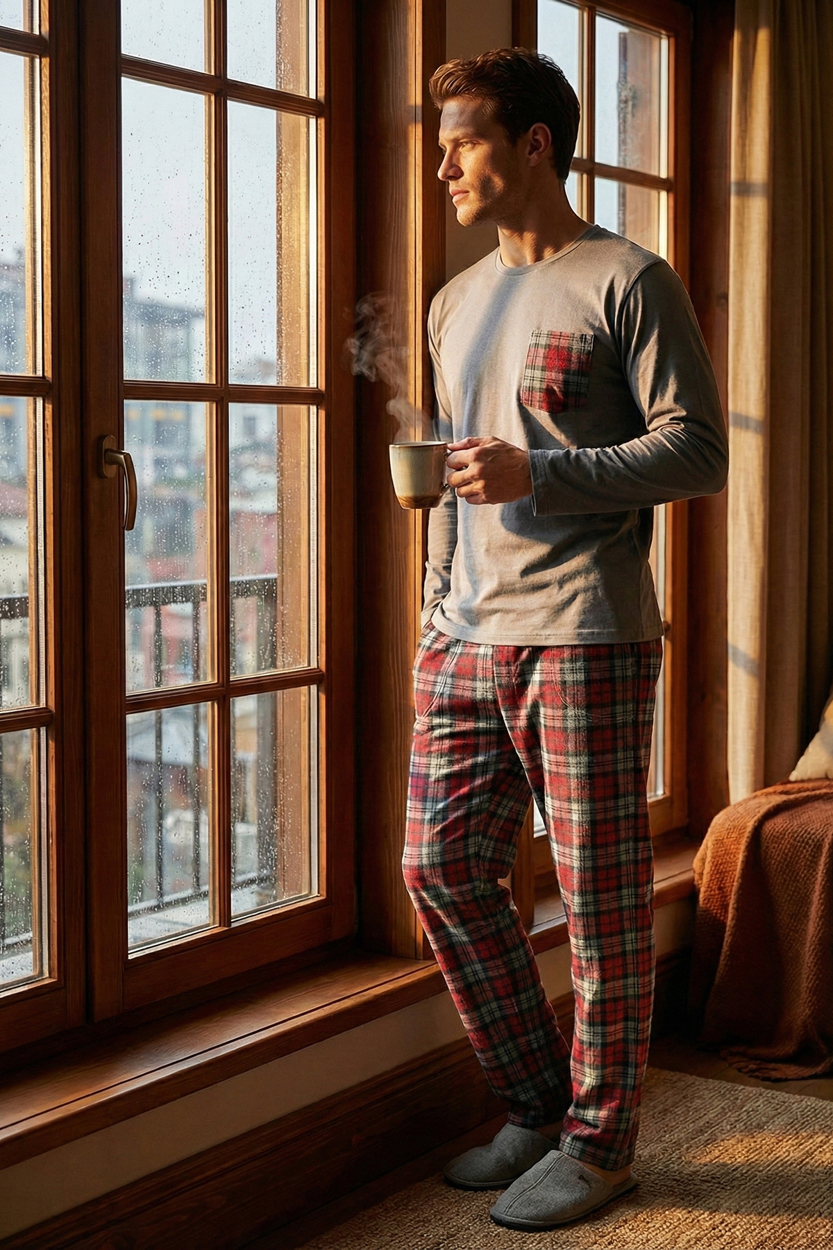 Buratti  Ekoseli Cepli Beli Lastikli % 100 Pamuk Regular Fit Pijama Takımı Erkek PİJAMA TAKIMI 657200