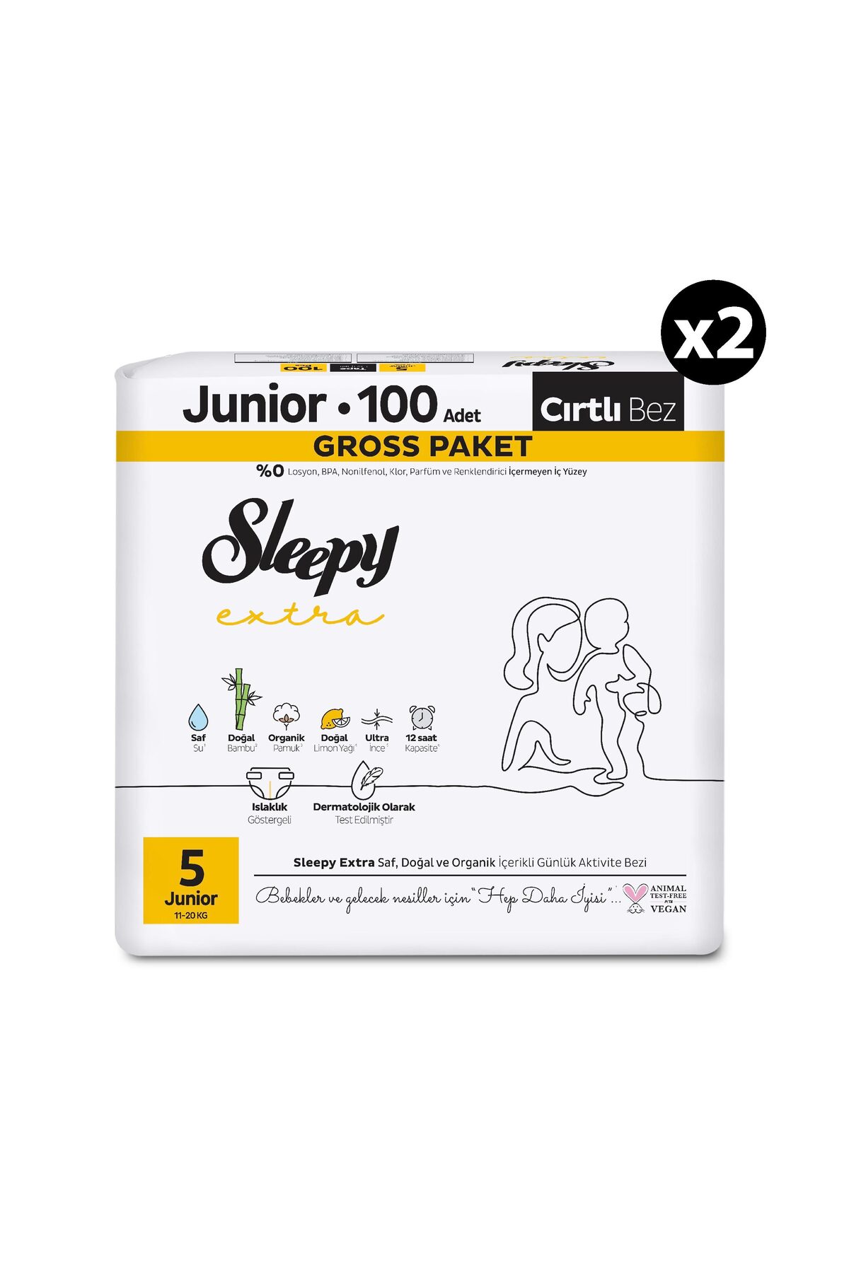 Sleepy Extra Günlük Aktivite Gross Paket Bebek Bezi 5 Numara Junior 200 Adet fotoğrafı 2 (önizleme)