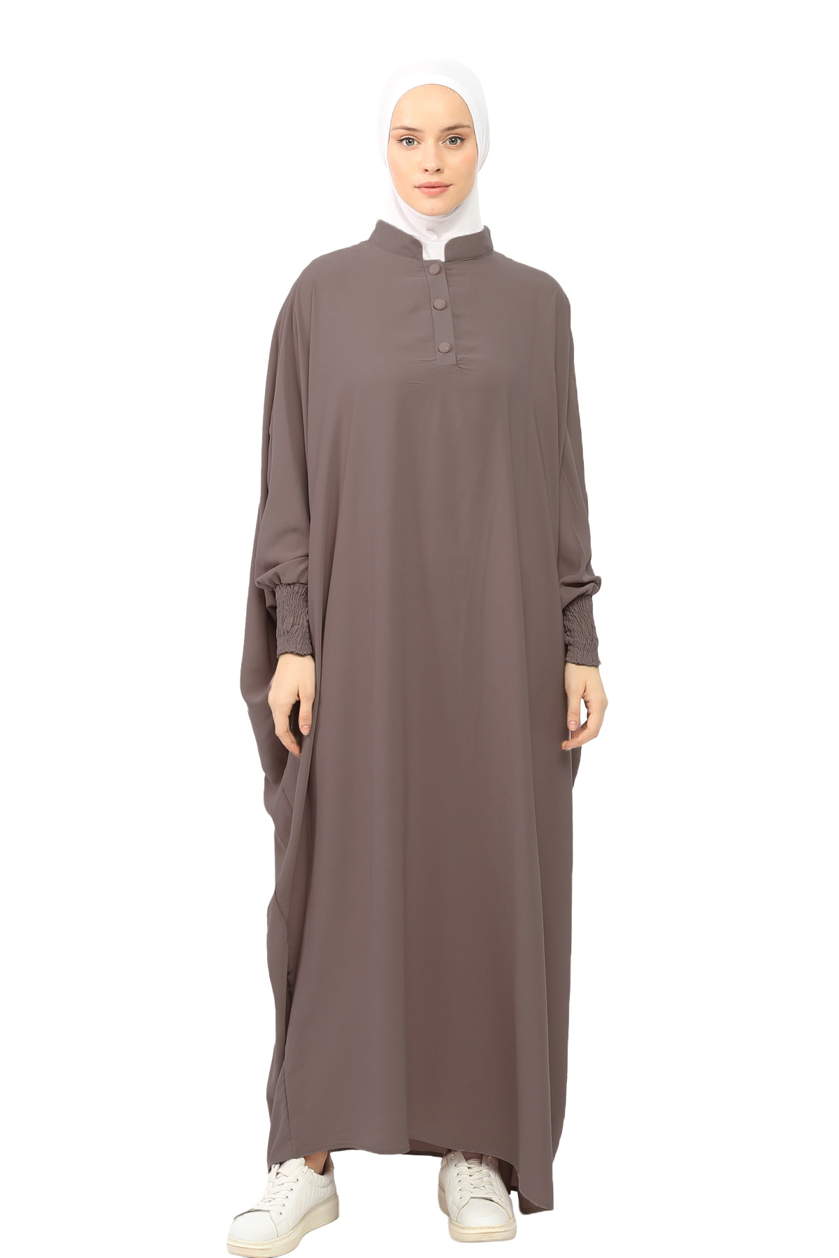 Women's Medina Silk Abaya Abaya Abaya Dress Judge Collared Bat Sleeve Modest Dress