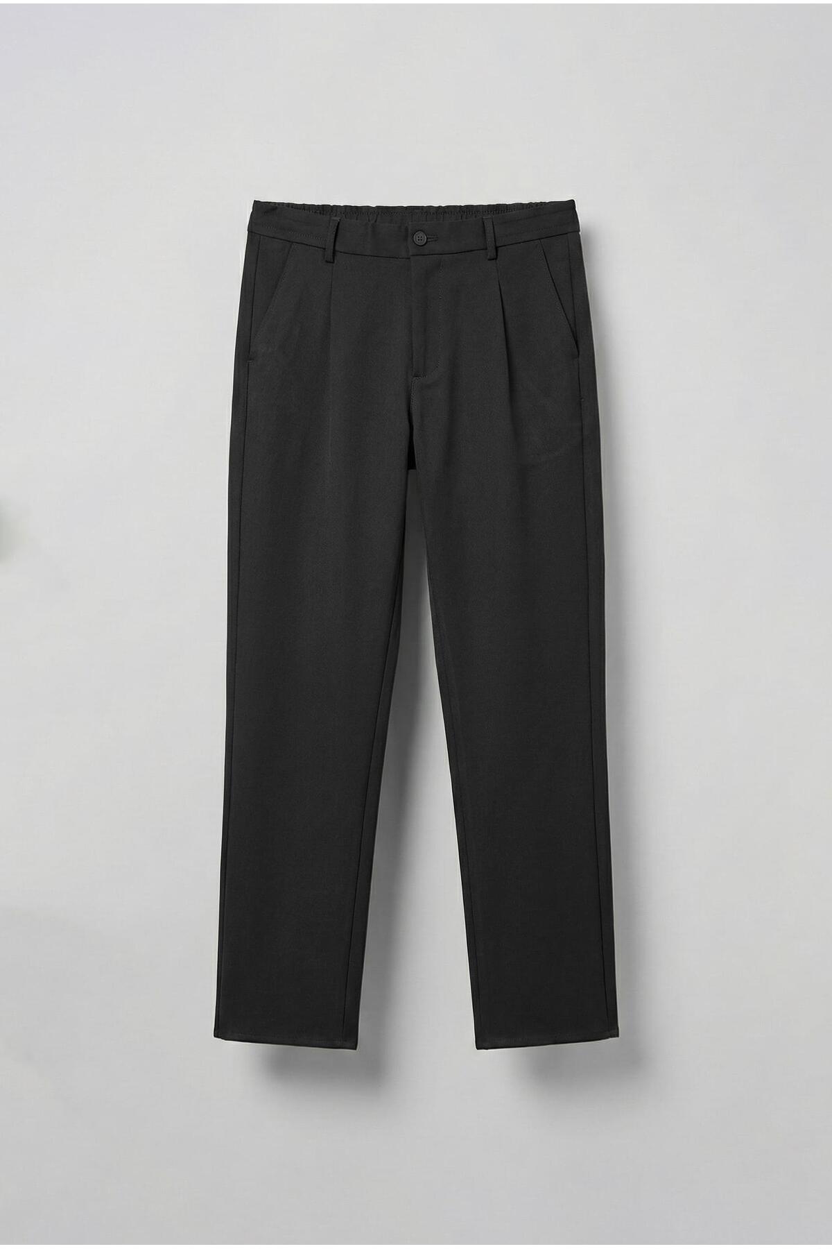 ablukaonline  Erkek Baggy Fit Beli Lastikli Rahat Pantolon Siyah