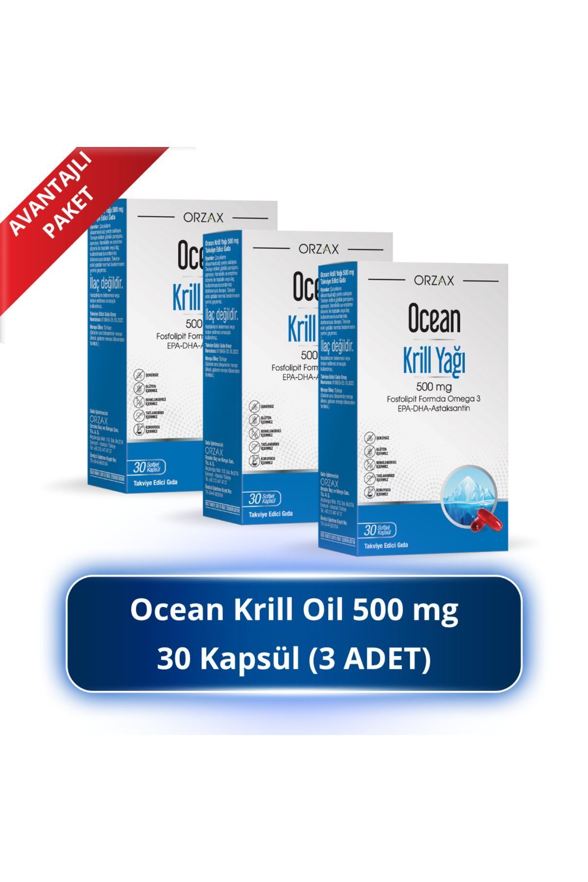 Orzax Ocean Krill Oil 500 Mg 30 Kapsül 3 Adet - Fiyatı, Yorumları