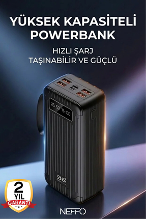 NEFFO 36.000 mAh Yüksek Kapasiteli Powerbank – Hızlı Şarj, Çoklu Çıkış, Taşın...