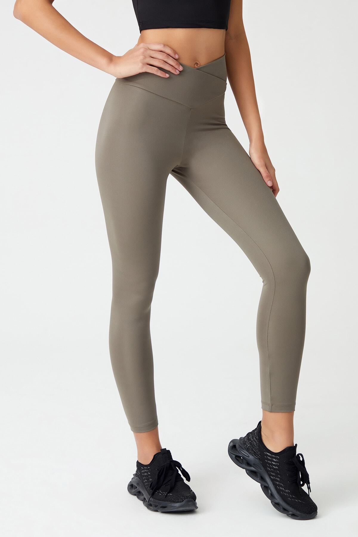 Khaki Cross Waist Detailed Tights Envelope