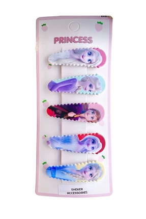 SHEKER HOME Kız Çocuk Elsa Çıtçıtlı Toka Seti - 5 Adet