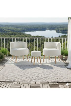 Yuems home Çay Seti İkili Koltuk Berjer ve Puf Takımı( Salon, Balkon, Ofis) 3...