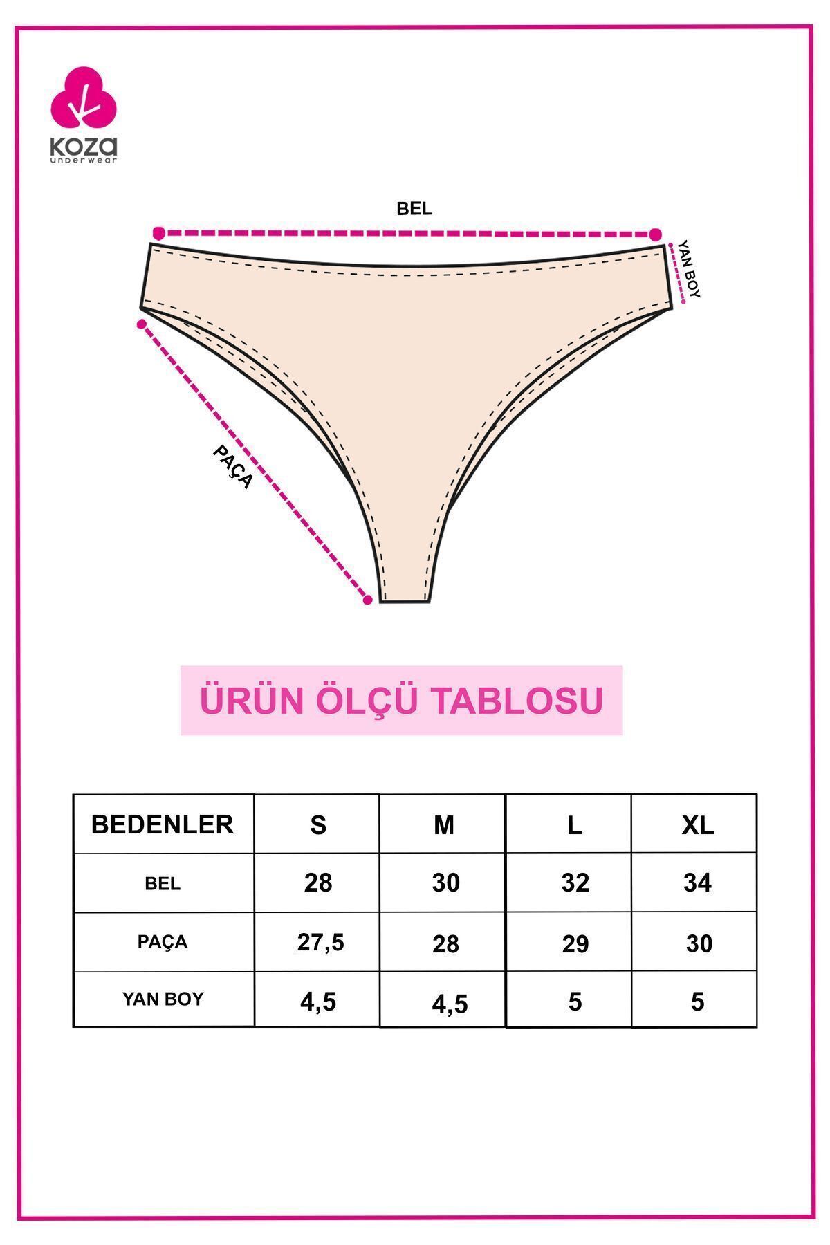 koza iç giyim Kadın 7'li Likralı Brazilian Külot görsel 5