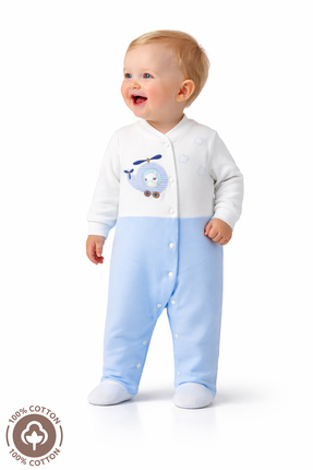 Miniel Erkek Bebek Ayıcık Nakışlı 3-6-9 Ay Penye Organik Pamuklu Patikli Bebe...