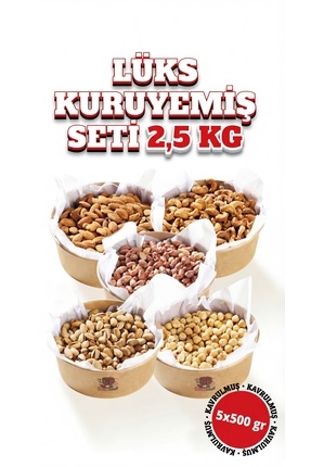Çerez Shop Lüks Kuruyemiş Seti 2,5 KG (5x500G) Antep Fıstığı, Kaju, Badem, Fı...