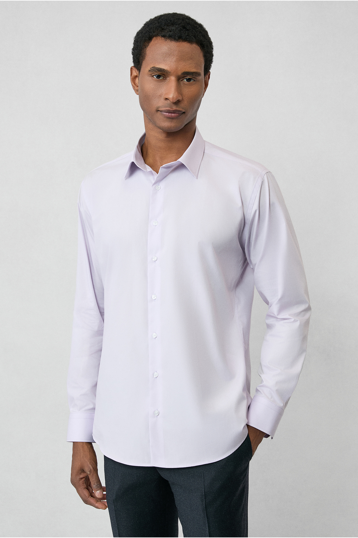 Kiğılı  Uzun Kol Slim Fit Dar Kesim Pamuk Klasik Gömlek - Görsel 3