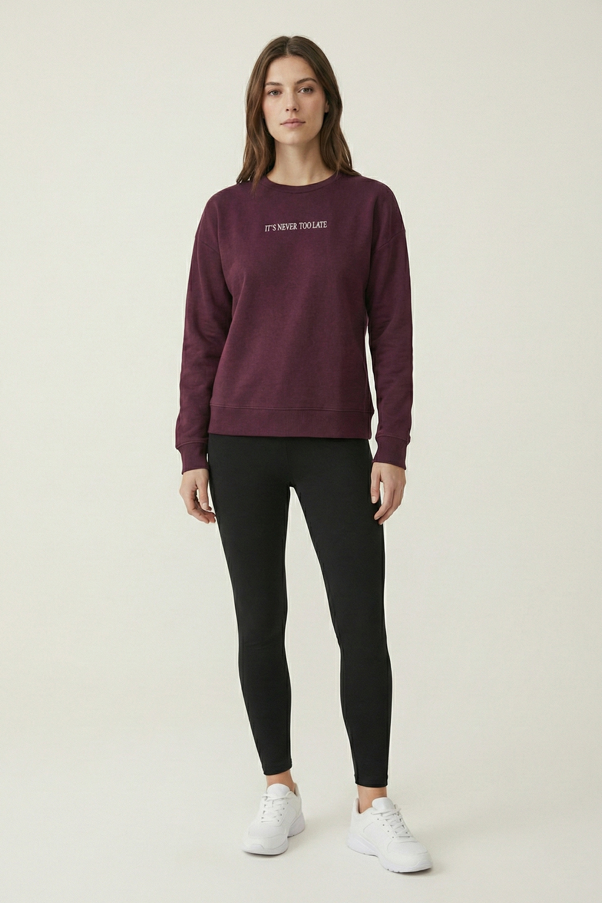 defys  Kadın Baskılı Sweat Mürdüm - Görsel 3