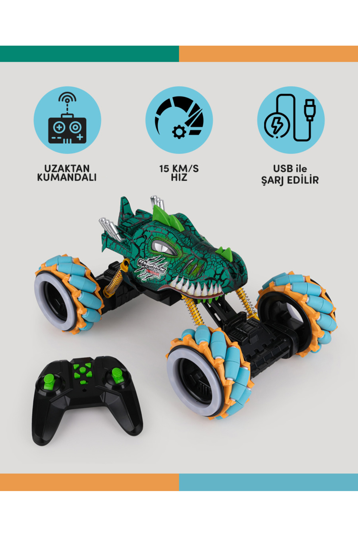let's be child 2.4 Ghz Yüksek Hızlı Drift Dinozor Araba Usb Şarjlı