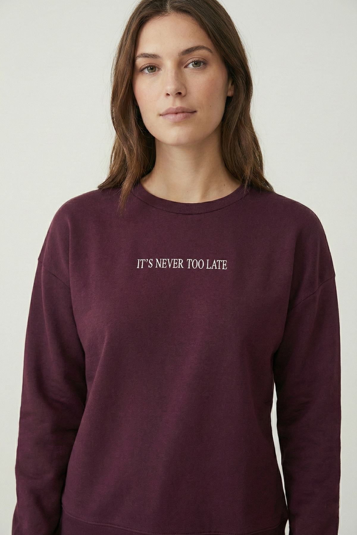 defys  Kadın Baskılı Sweat Mürdüm