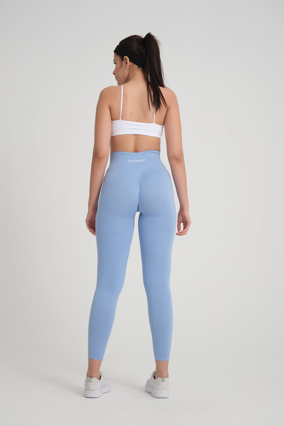 gymhams  Mavi Kalçası Büzgülü Kalça Şekillendirici Push Up Yüksek Bel Toparlayıcı Spor Fitness Kadıntayt - Görsel 4