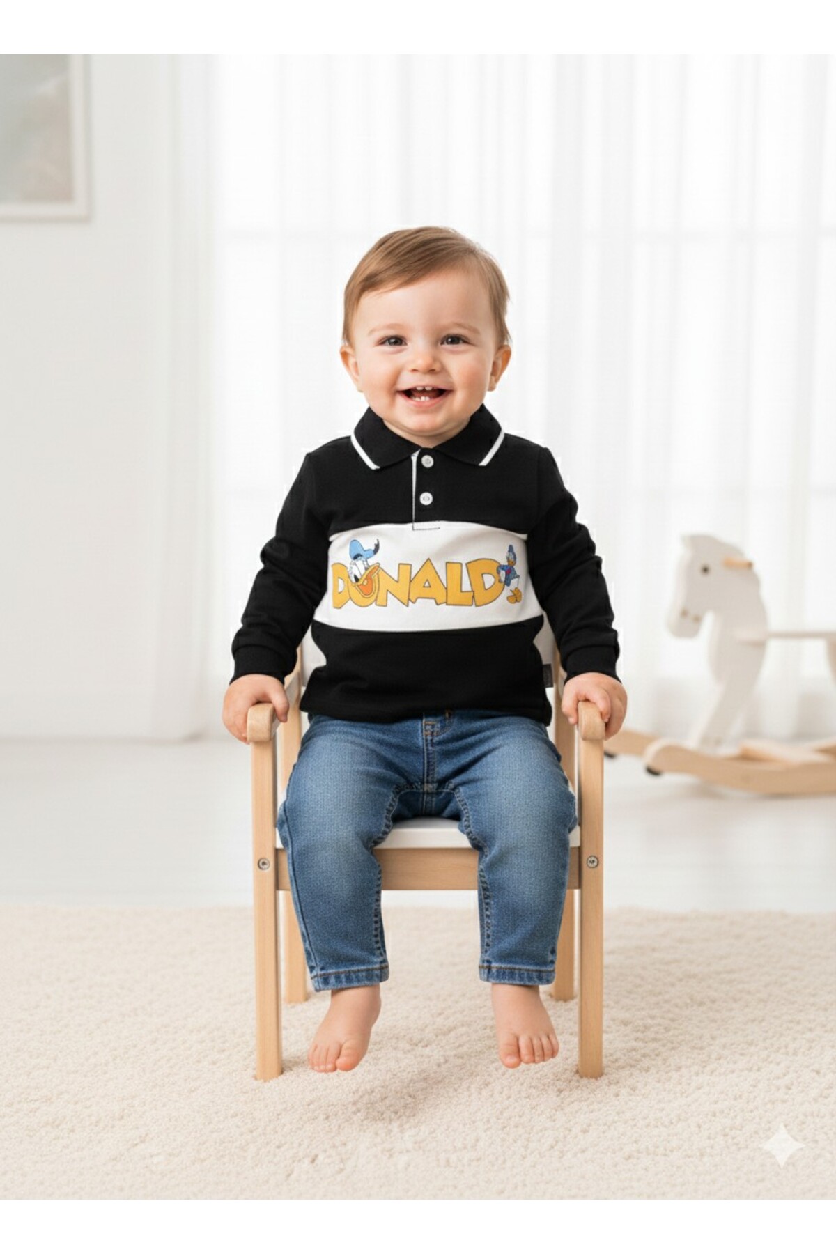 Kidex’s Baby Erkek Bebek Gömlek Kısa Kollu Pantolon Ikili Takım Donald Baskılı Ördekli %100 Pamuklu fotoğrafı 2 (önizleme)