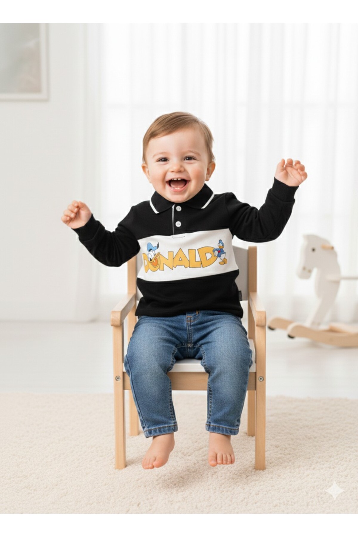 Kidex’s Baby Erkek Bebek Gömlek Kısa Kollu Pantolon Ikili Takım Donald Baskılı Ördekli %100 Pamuklu fotoğrafı 3 (önizleme)