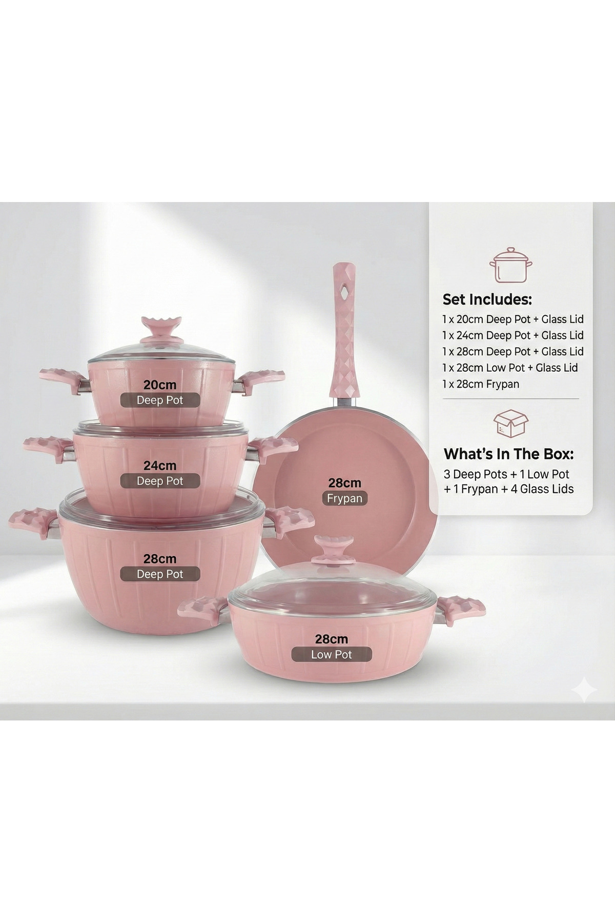 AVCI HOME MAKER Homemaker 9-Piece Farah Cookware Set - Tempered Glass Lids - ...