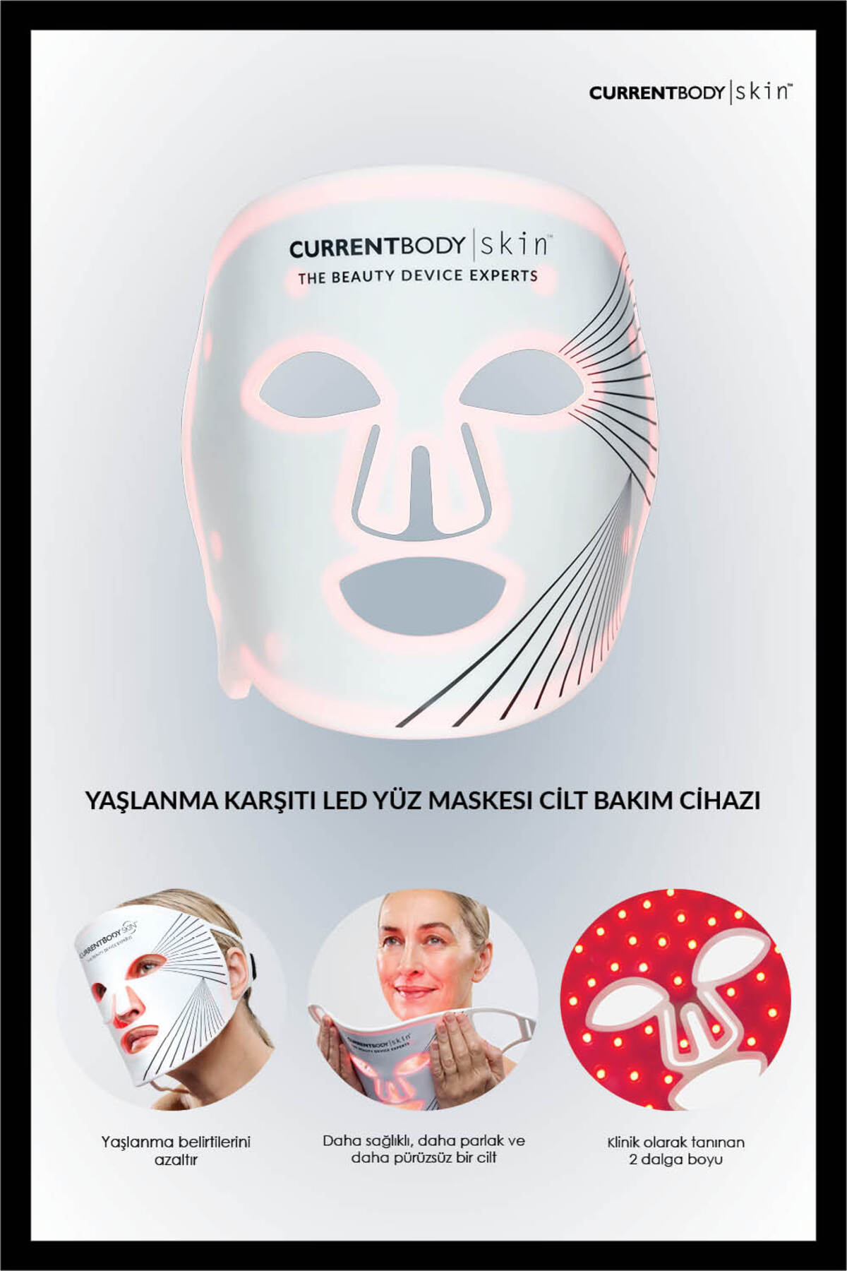 CurrentBody Skin Yaşlanma Karşıtı LED Red Light Yüz Maskesi Cilt Bakım Cihazı — CBD 111A-KAI