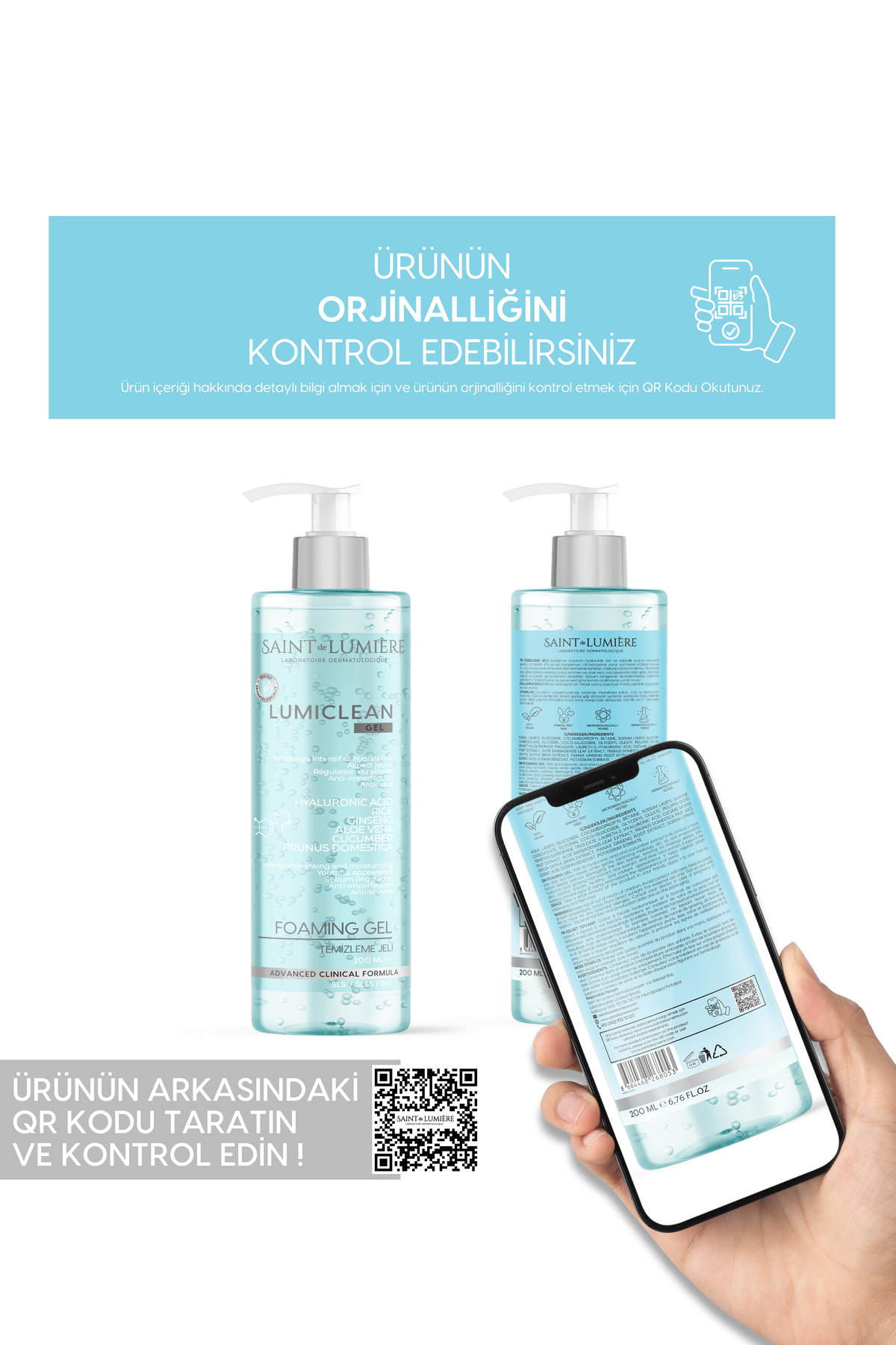 ژل پاک کننده مرطوب کننده و ترمیم کننده LUMICLEAN 200 میلی لیتر برای پوست های حساس، خشک و چرب - برنج، هیالورونیک اسید — 68268053 — تصویر 8 از 8