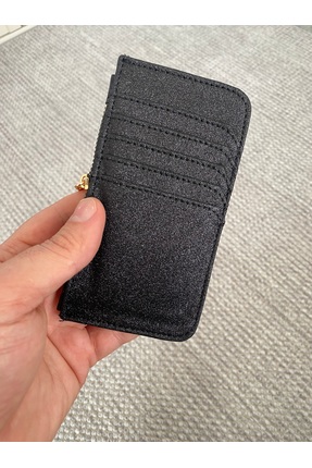 BH Simli Işıltılı Fermuarlı Dikey Kartlık Cüzdan