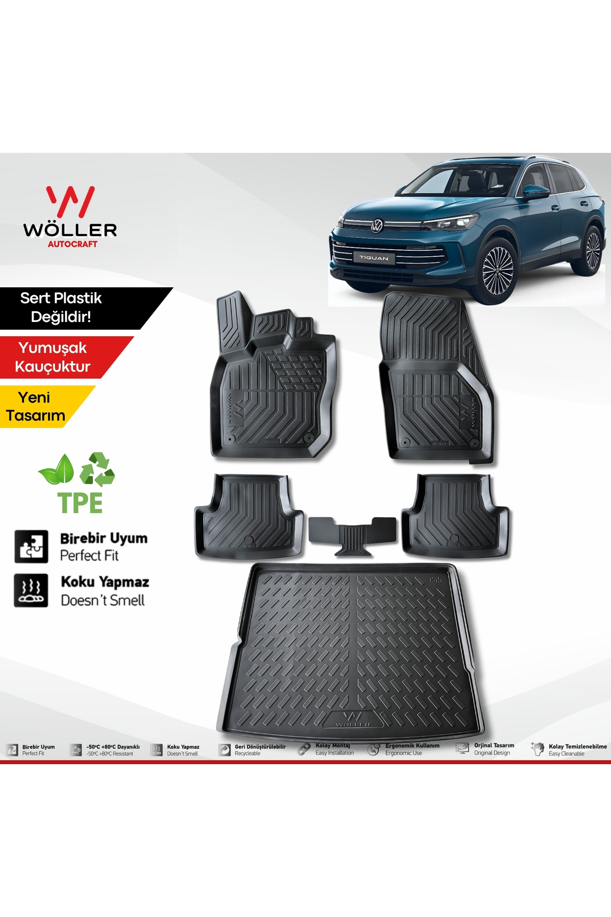 wöller Volkswagen Tiguan Paspas Bagaj Havuzu Set 2024 2026 Arası Uyumlu 3d Ultraflex Set