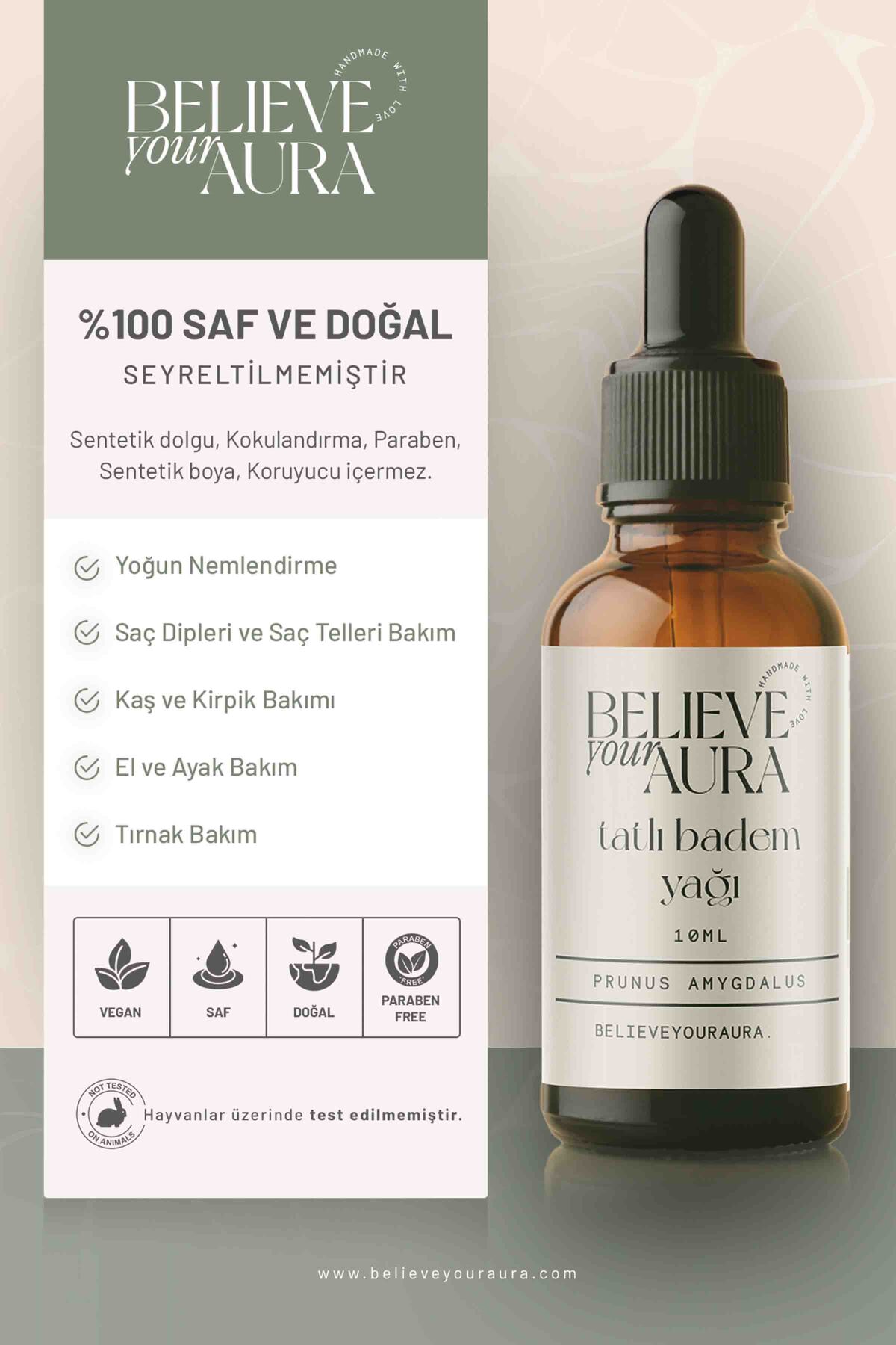 Tatlı Badem Yağı - %100 Saf ve Doğal Cilt Ve Saç Bakım Yağı - Sweet Almond Oil - 10 ml — ATYTBD — تصویر 2 از 4