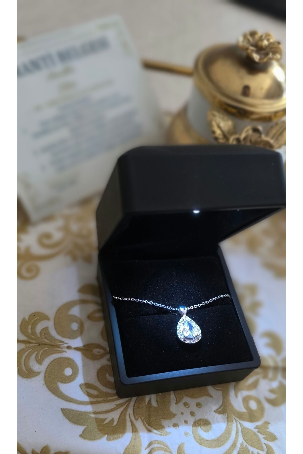 925 Sterling Silver Drop Necklace with Drawer Box Gift