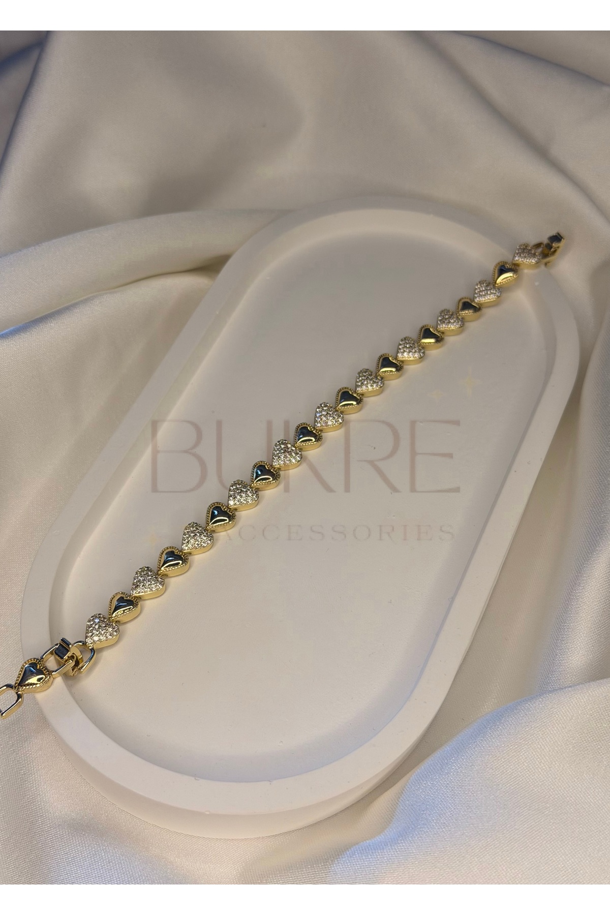XUPING JEWELRY Xuping 14K VİP Gold Zirkon Taşlı Kalp Bileklik 17+2cm görsel 4