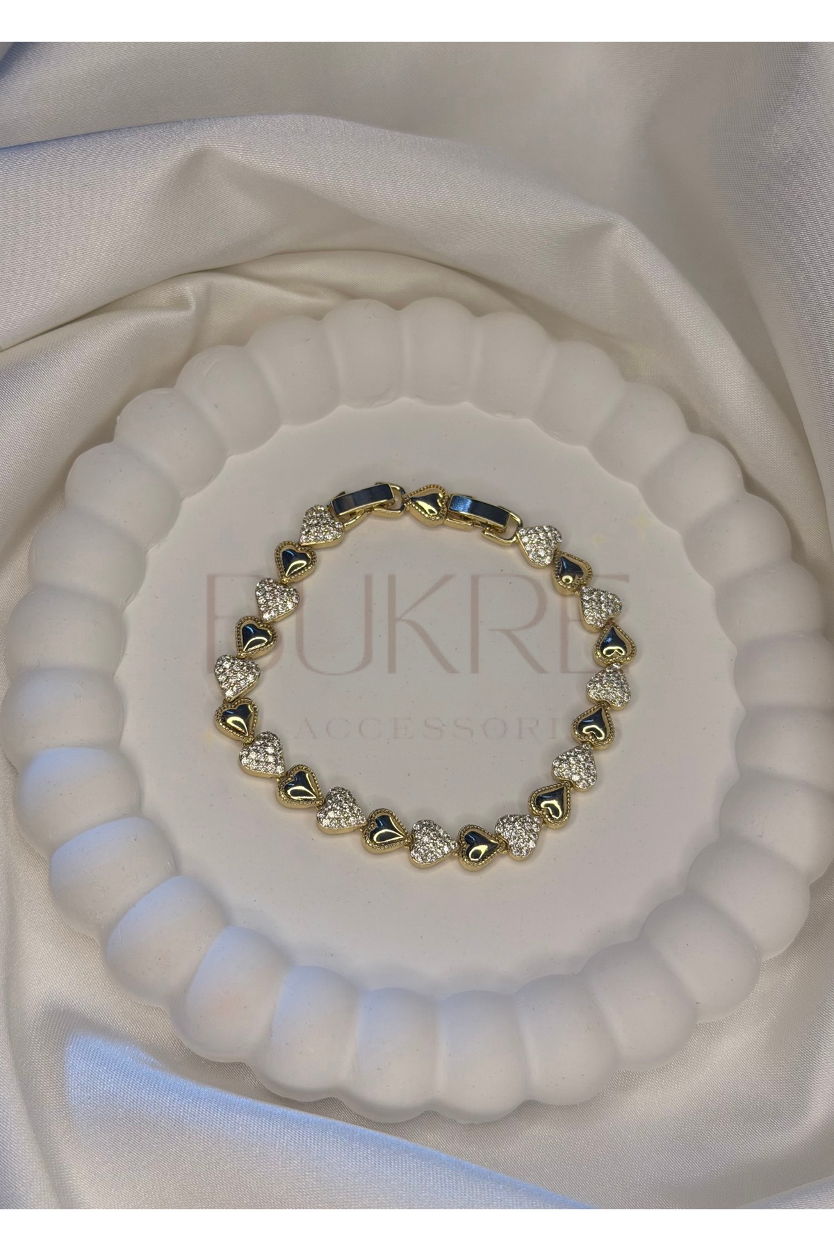XUPING JEWELRY Xuping 14K VİP Gold Zirkon Taşlı Kalp Bileklik 17+2cm görsel 3