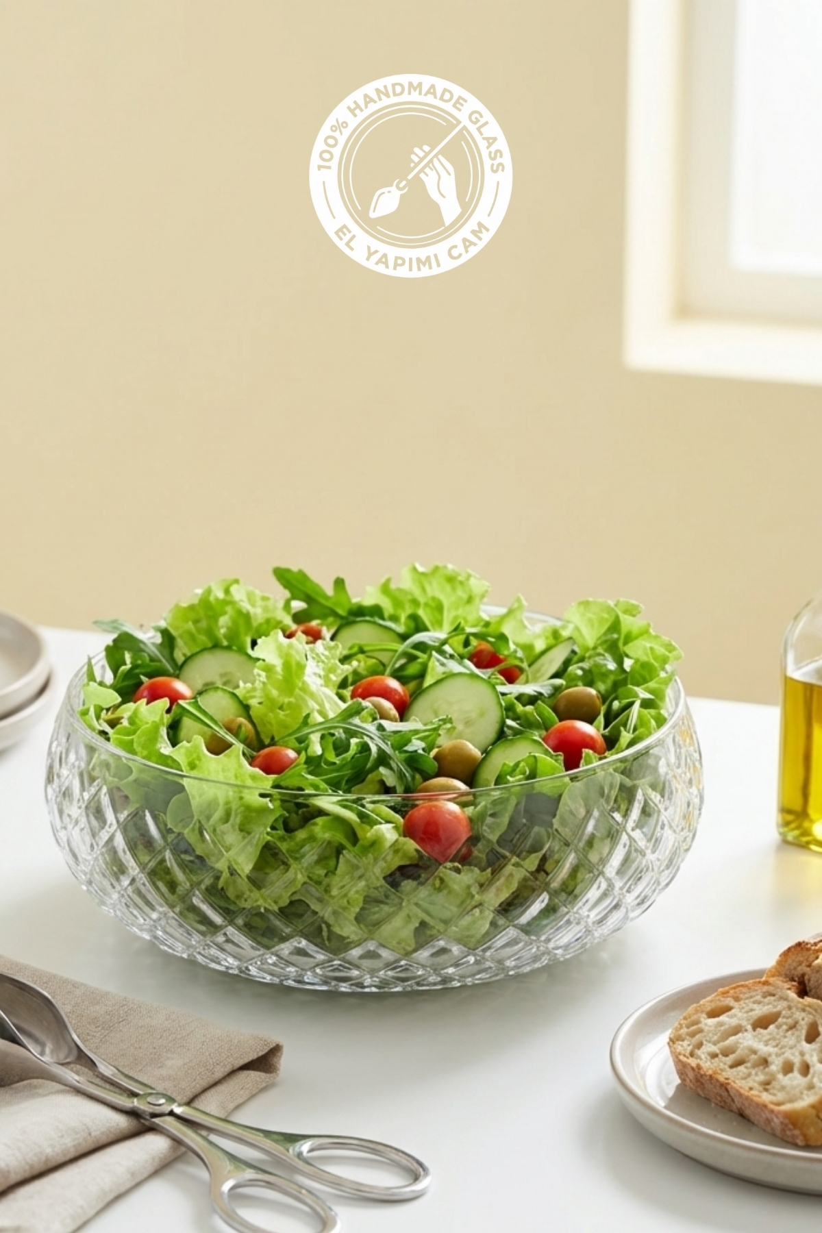 Selen Concept Cage Model Handmade Medium Glass Salad Bowl