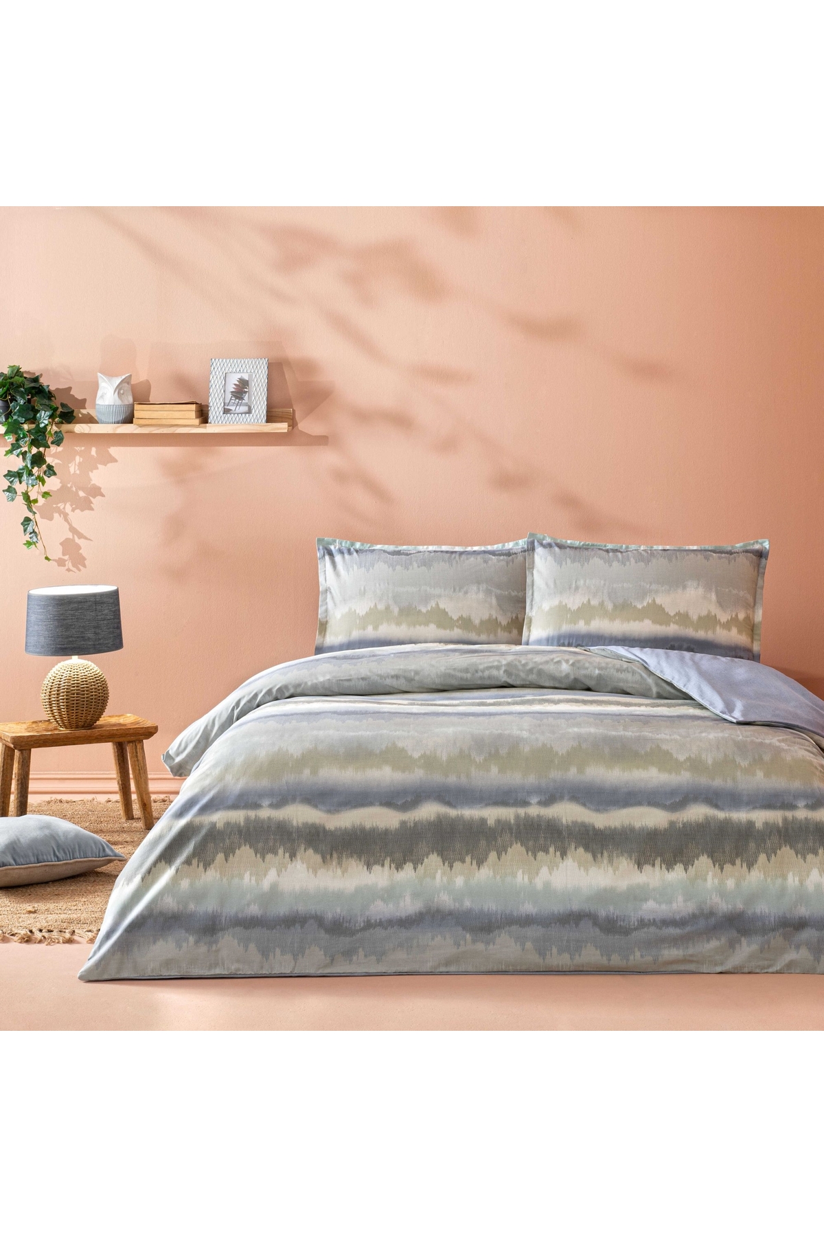Allday Rıtsan Cotton Satin King Duvet Cover Set Blue