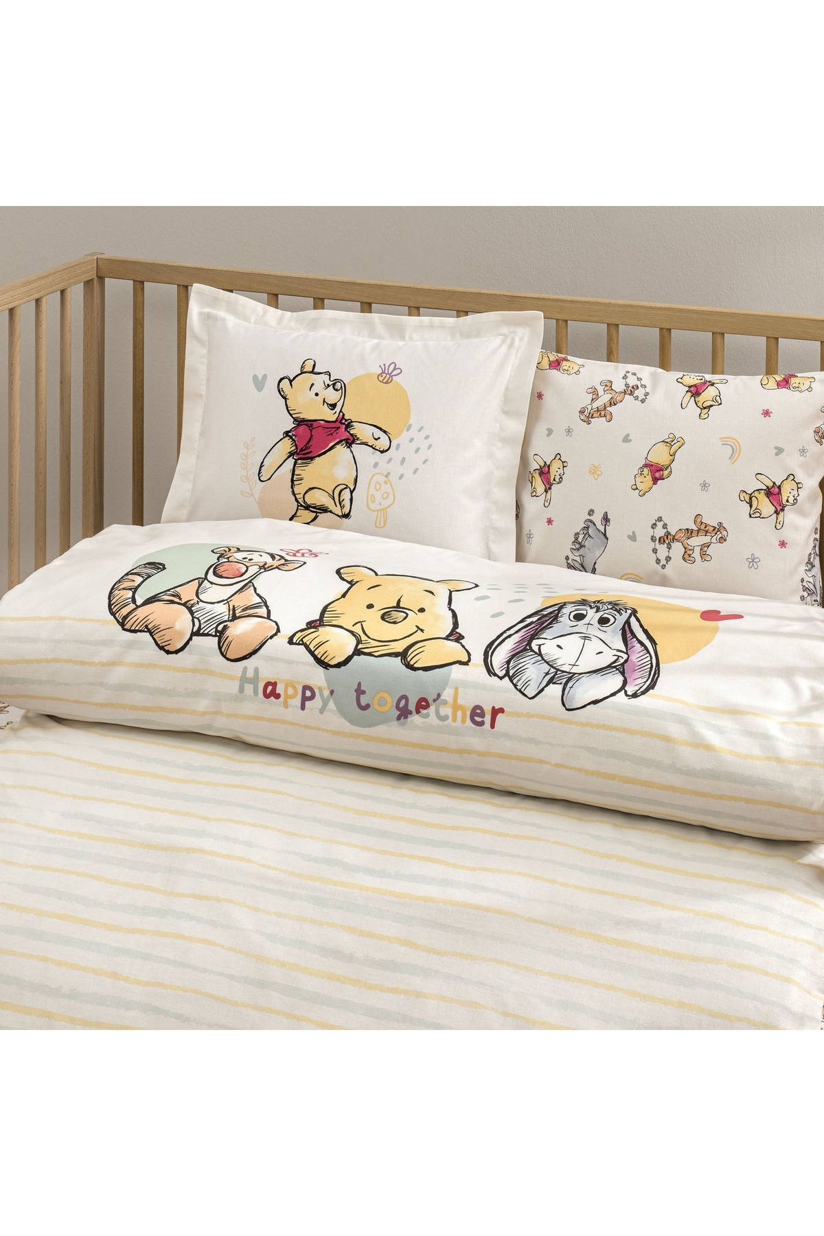 Taç Taç Lisanslı Disney Winnie The Pooh Happy Baby Pamuk Bebek Nevresim Takımı fotoğrafı 2 (önizleme)