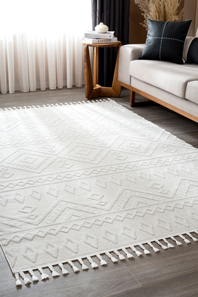 Koza Halı Malta Iskandinav Krem Halı Salon Oturma Odası Yatak Odası Koridor M...