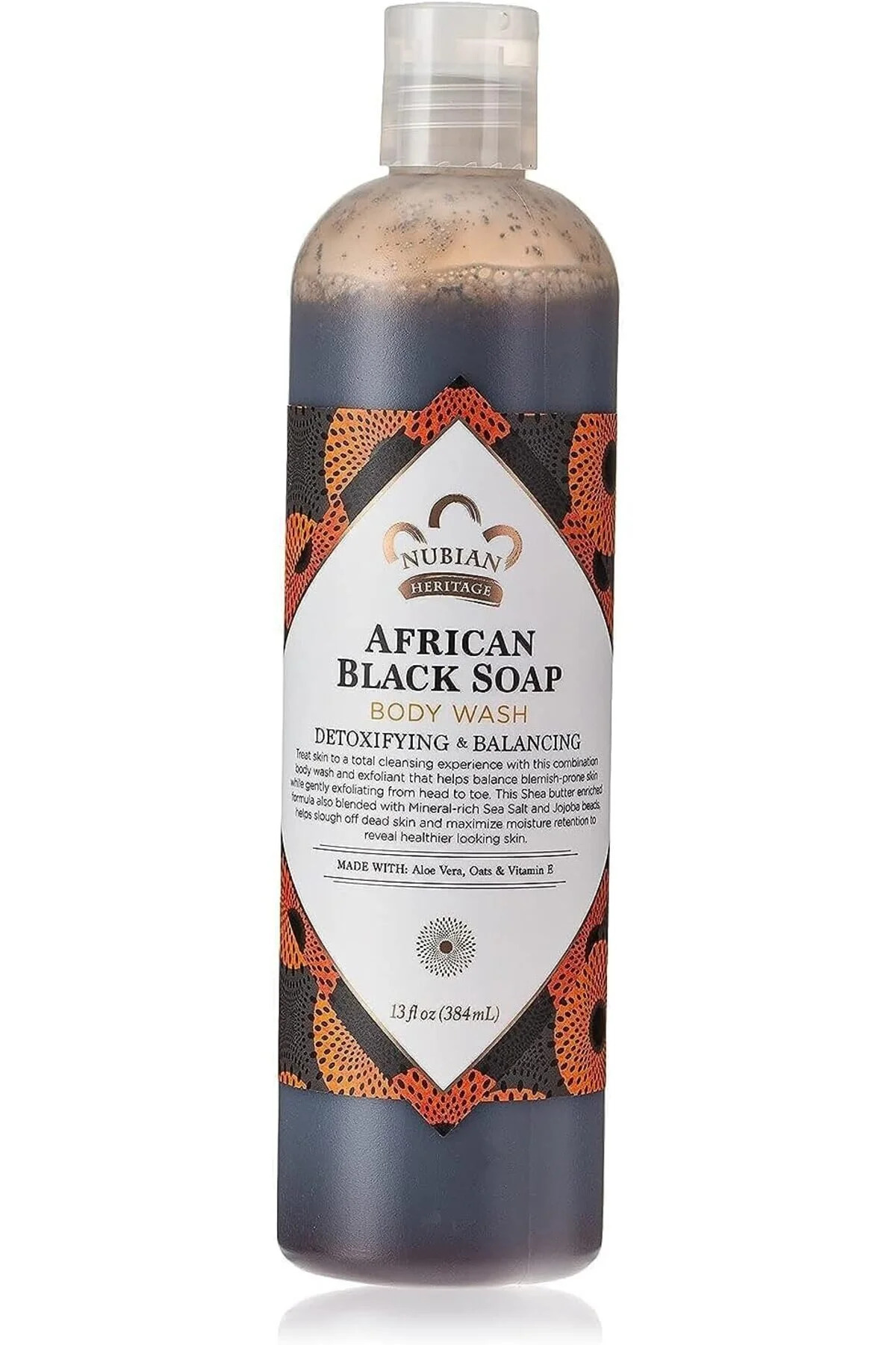 Nubian Heritage African Black Soap Body Wash For Unisex, 764302106036 13 Oz