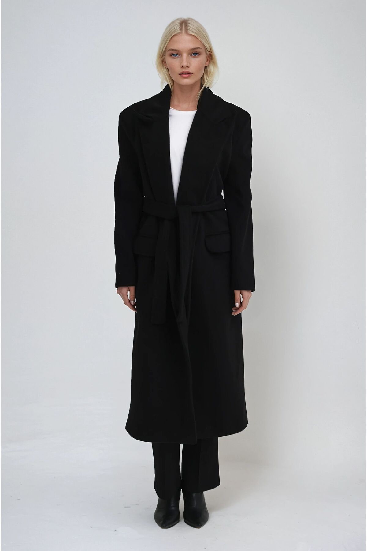 Lijuri  Siyah Dokulu Basic Kuşaklı Kaban 7098 R9-J-K4 - Görsel 5