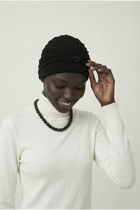 elysianfidan Incili - Inci Işlemeli Siyah Hazır Türban Tesettür Bone Medikal ...