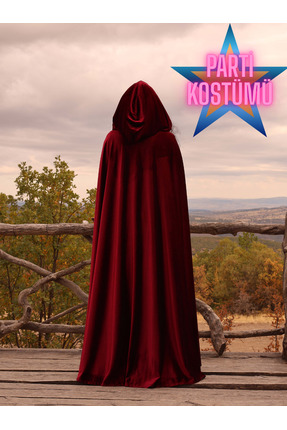 Store Kırmızı Kadife Pelerin Parti Kostümü