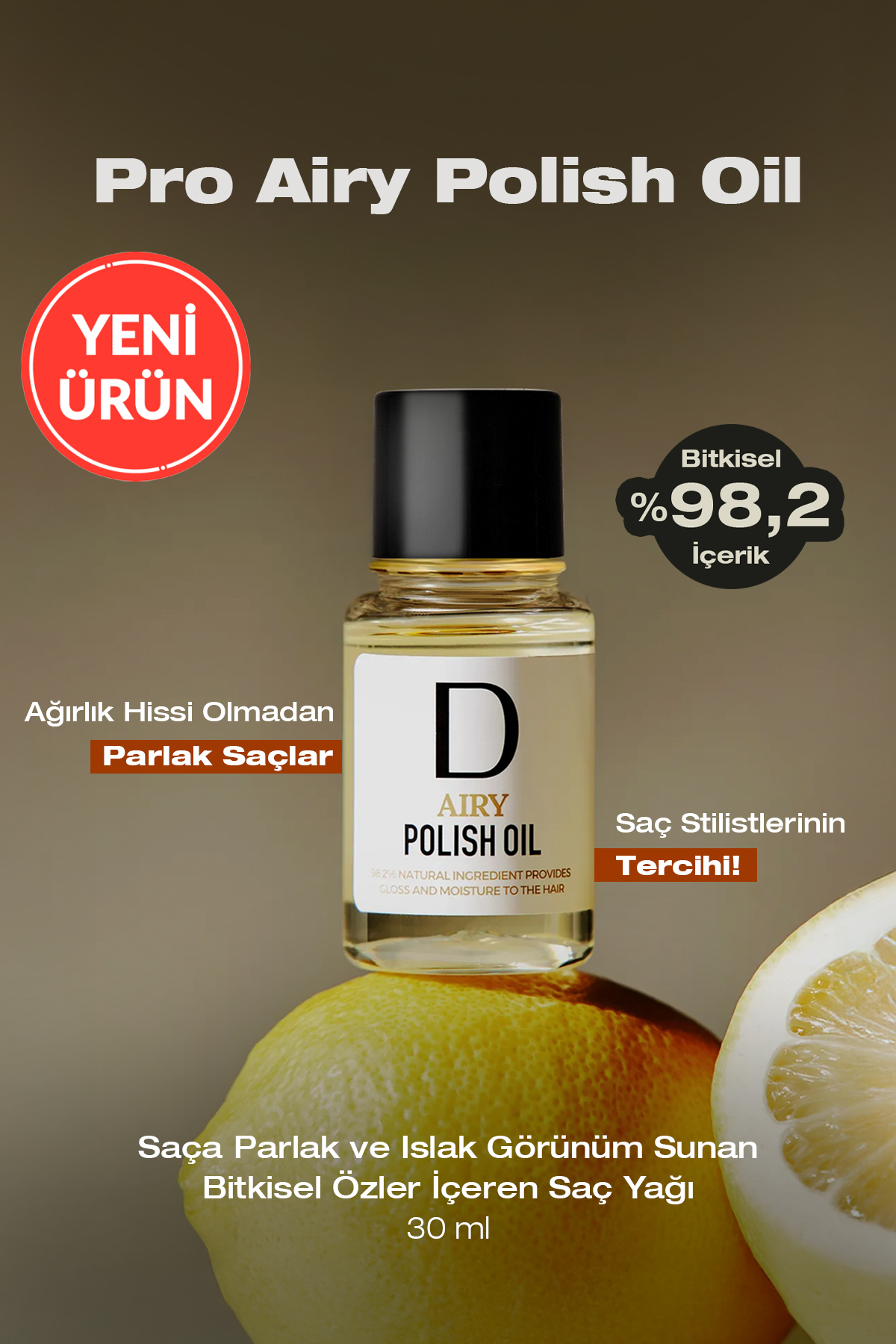 Dashu Saça Parlak ve Islak Bir Görünüm Sunan Bitkisel Özler İçeren Saç Yağı Pro Airy Polish Oil 30ml — 8727