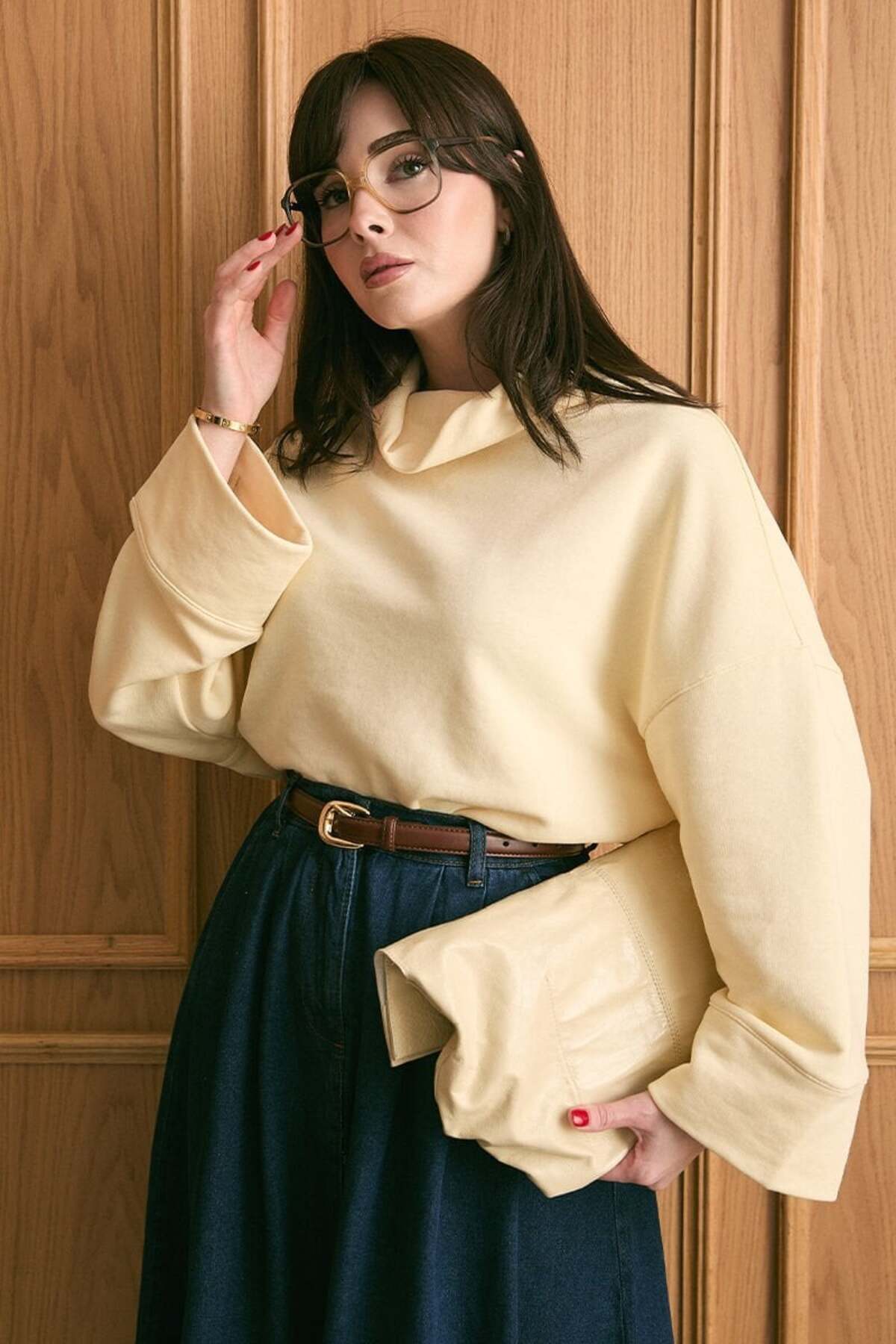 Butter Yellow Upright Neck Winter Bodysuit