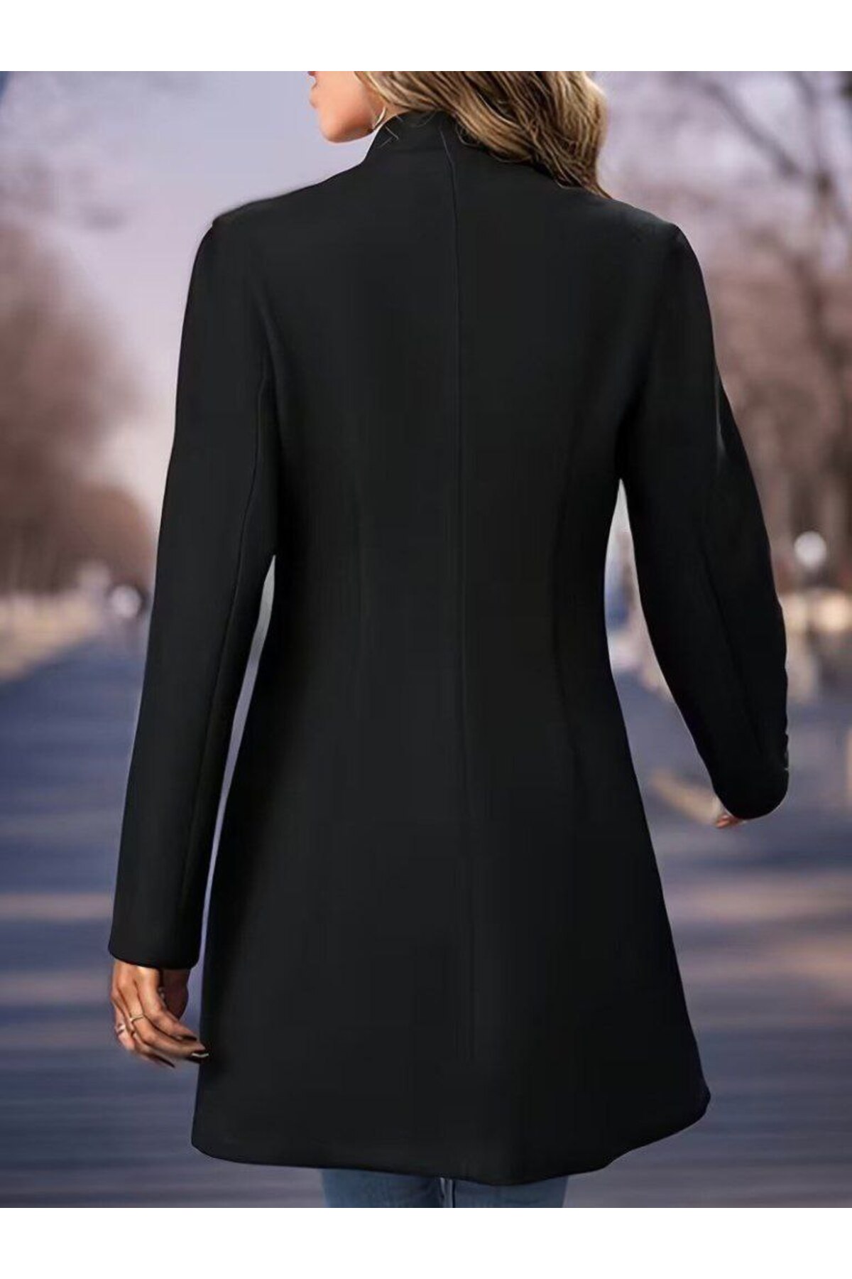 Kokosh moda Kadın Hakim Yaka Önden Düğmeli Şık Kaşe Ceket görsel 4
