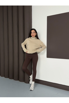 Ay Moda Collection 3 iplik Kumaştan Eteği ve Kapşon Kordon Detaylı Kadın Swea...