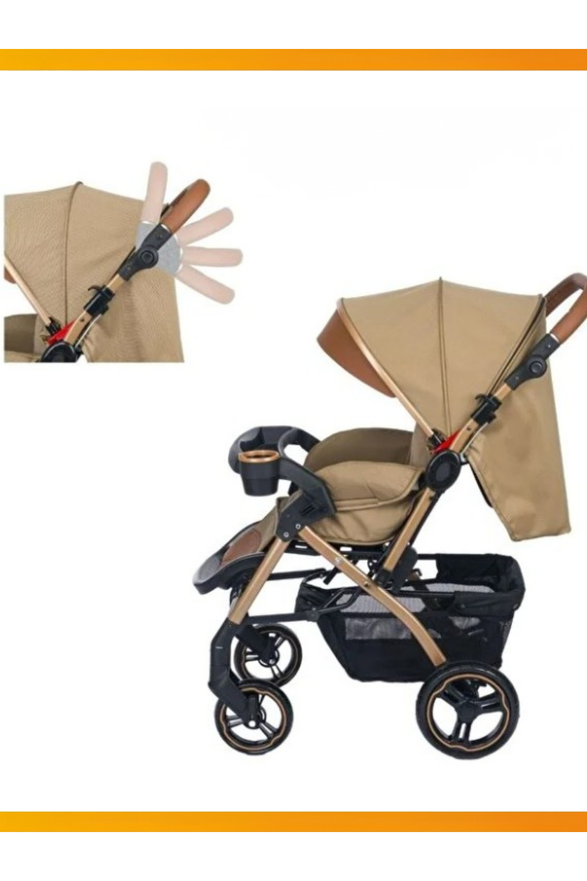modabebekler Çift Yönlü Bebek Arabası, Tam Yatarlı, Geniş Sepetli Konforlu yağmurluk hediyeli fotoğrafı 4 (önizleme)
