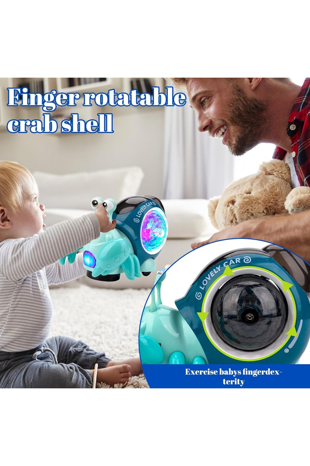 Brother Toys Işıklı Ve Müzikli Emeklemeye Yardımcı Yengeç Turbo Benzeri Salyangoz fotoğrafı 3 (önizleme)