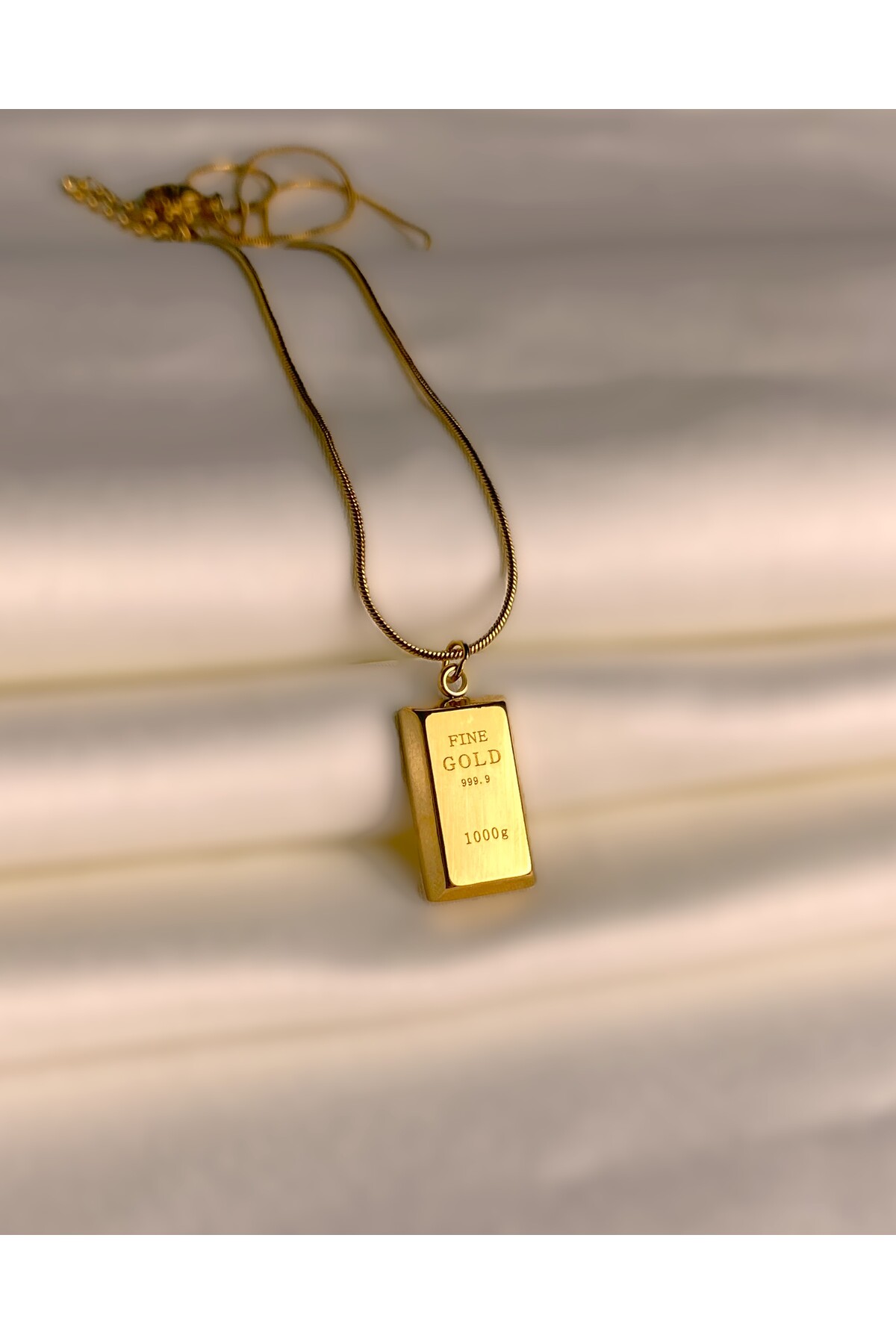 感謝状 3g FINE GOLD 999.9 Jewelliss Paslanmaz Çelik Fine Gold Külçe Altın Kolye Yılan Zincir